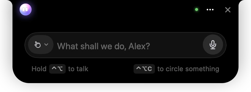 A fresh typed conversation: the box greets them and teaches the keys