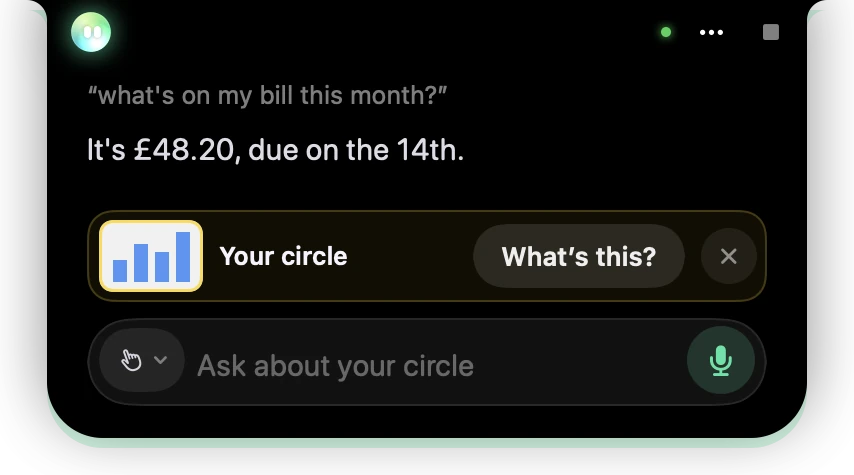 Circle to ask in a spoken conversation