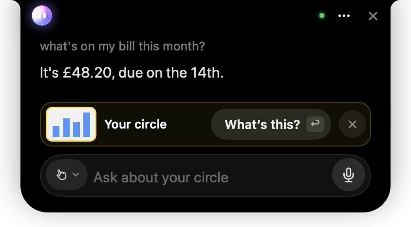 Circle to ask: your circle attached above the text box