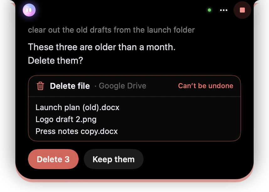 Red Google Drive delete confirmation