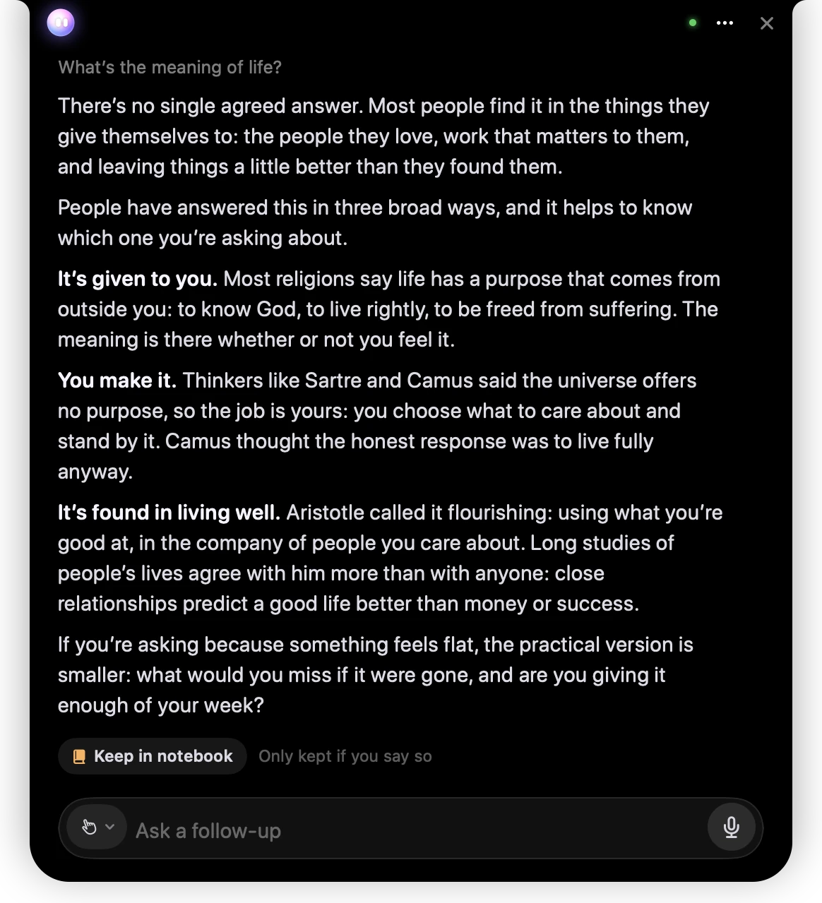 The fuller answer written, with Keep