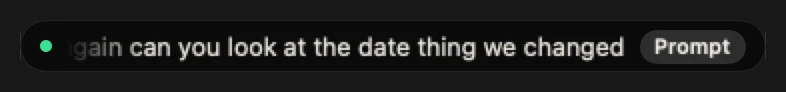 The card at the cursor with words coming and Prompt picked