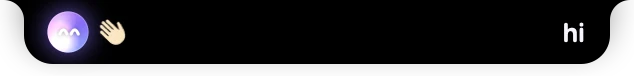 The island in the menu bar with Springle's face and a small waving hand on the left, and hi on the right