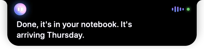 'Kept' toast after saving something to the notebook