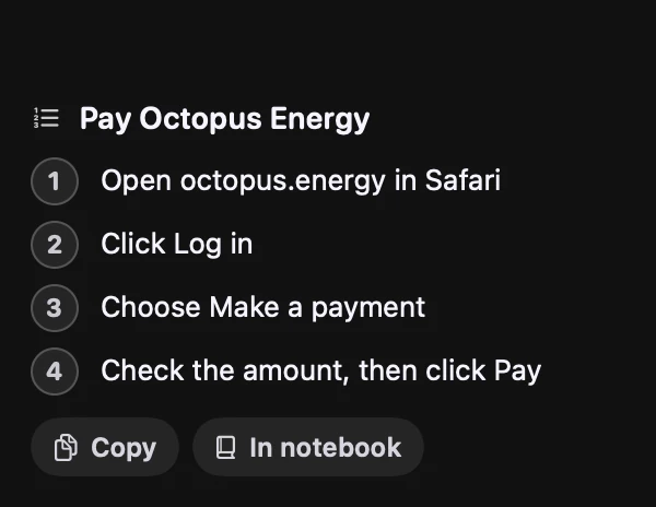 A note kept on screen
