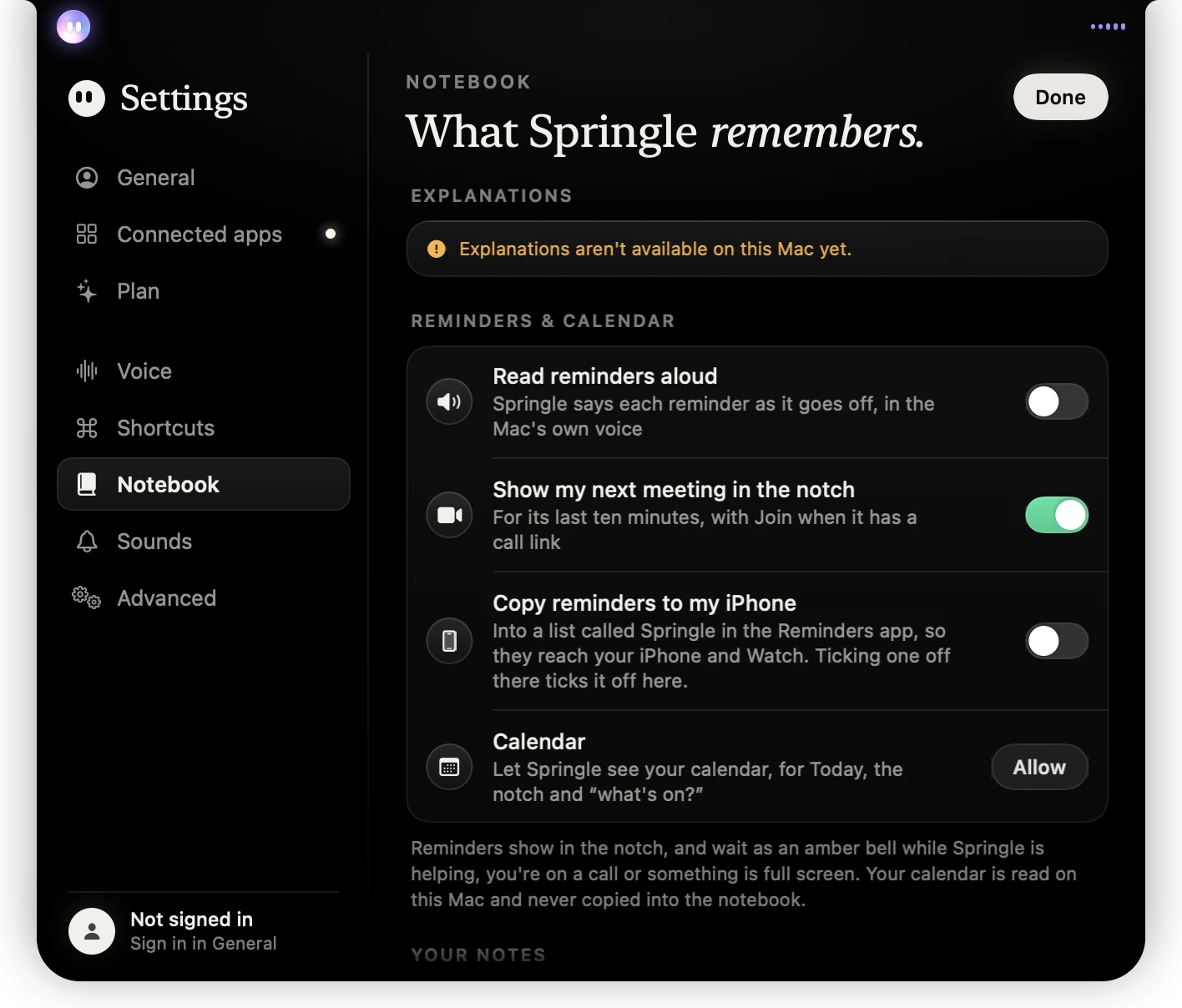 Settings › Notebook