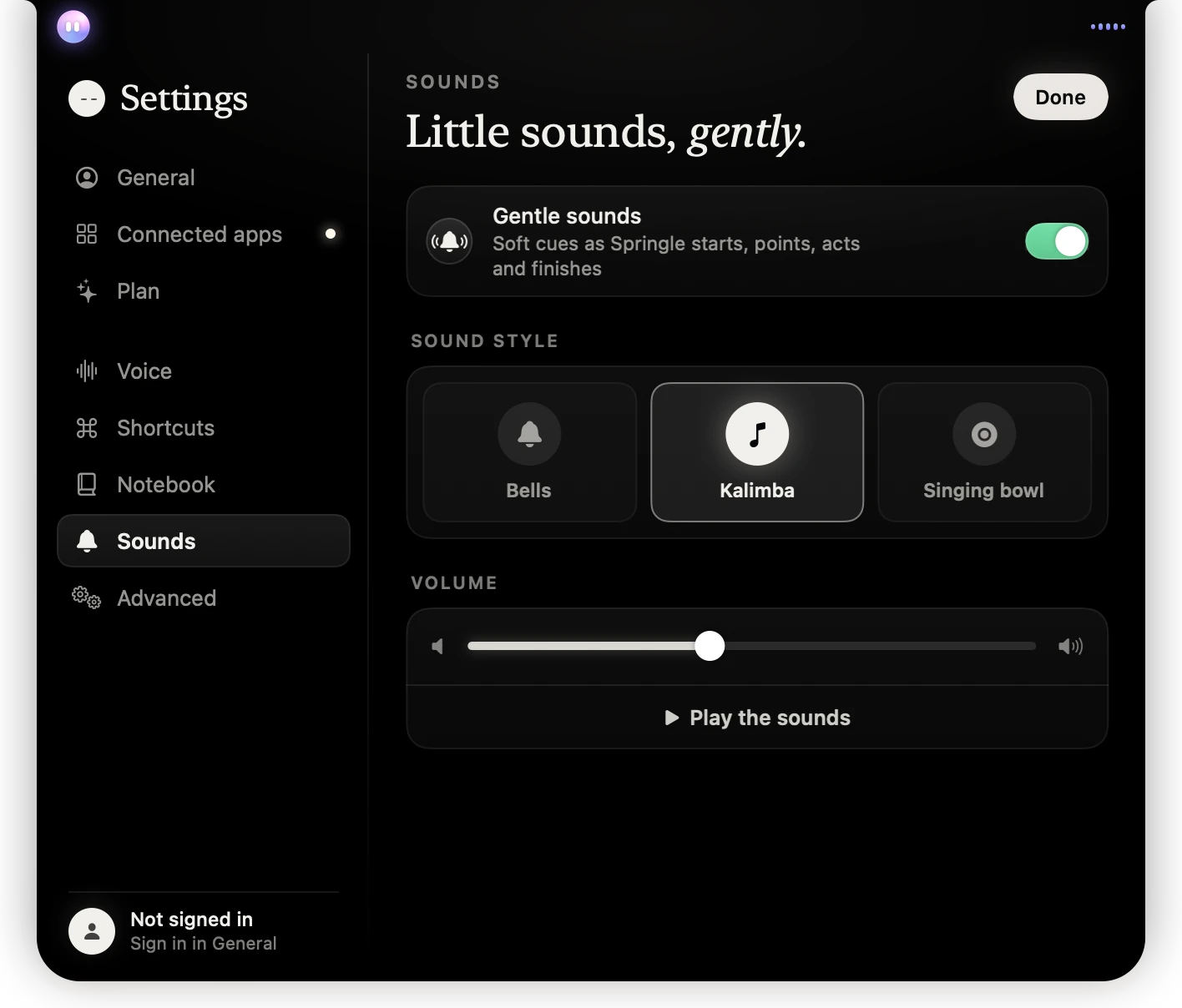Settings › Sounds