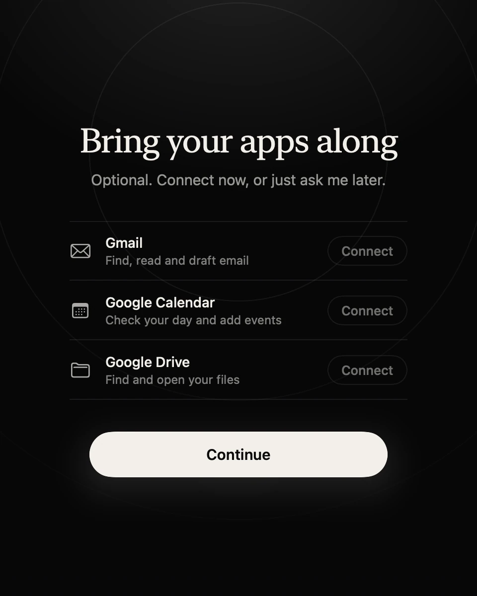 Setup: Bring your apps along