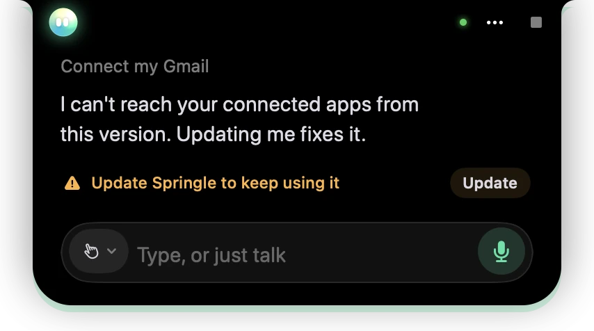 Version too old: amber line asks you to update