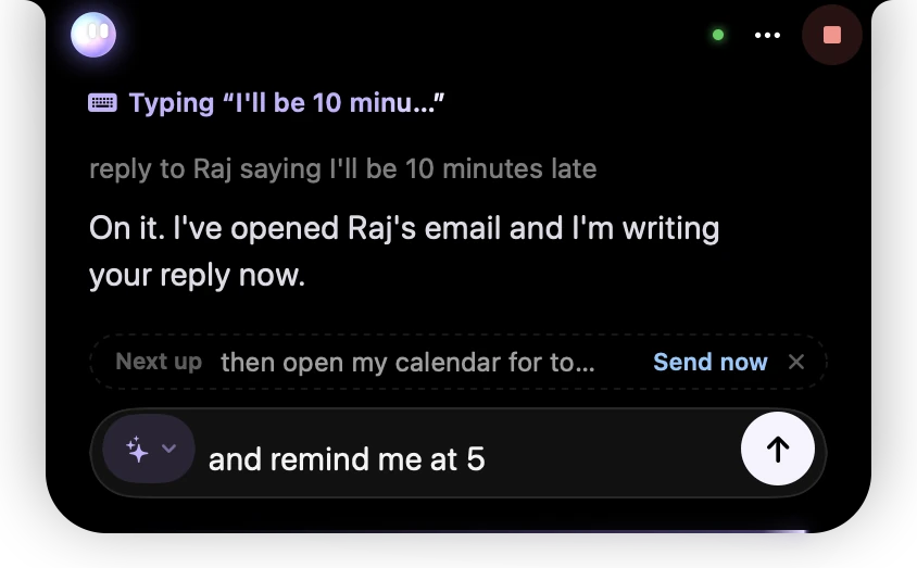 Typing to Springle: the text box under the notch